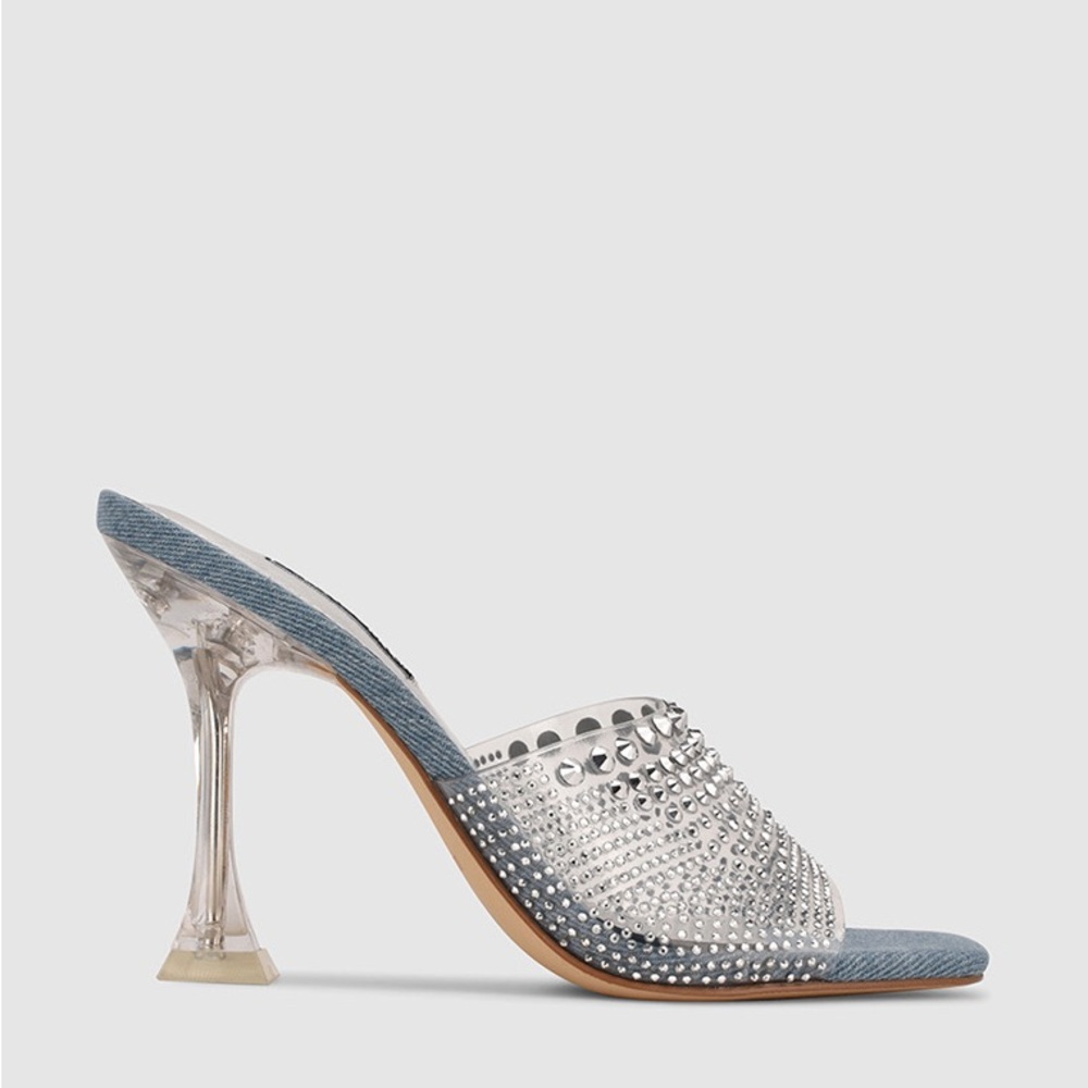 NWT - Nine West Transparent Denim‎ Embellished Heels
